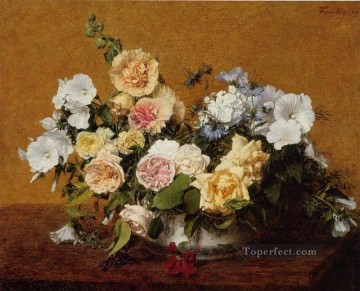  rosas Pintura Art%C3%ADstica - Ramo de Rosas y Otras Flores Henri Fantin Latour